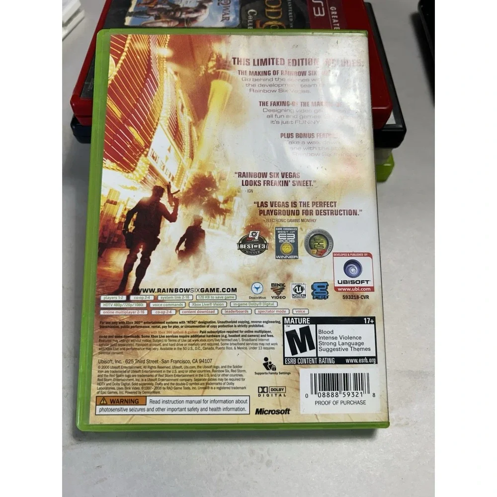 Tom Clancy's Rainbow Six: Vegas - Microsoft Xbox‎ 360 Complete with Manual CIB